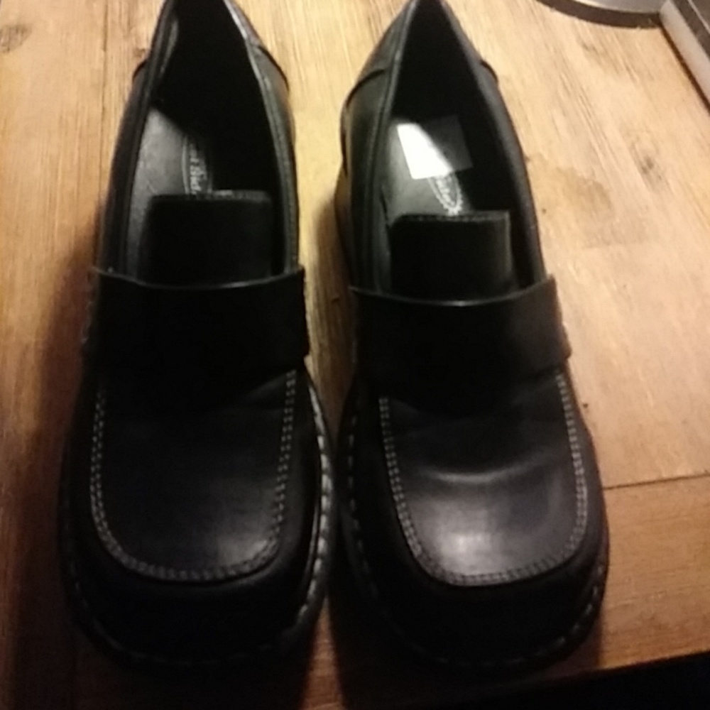 Black low platform shoes